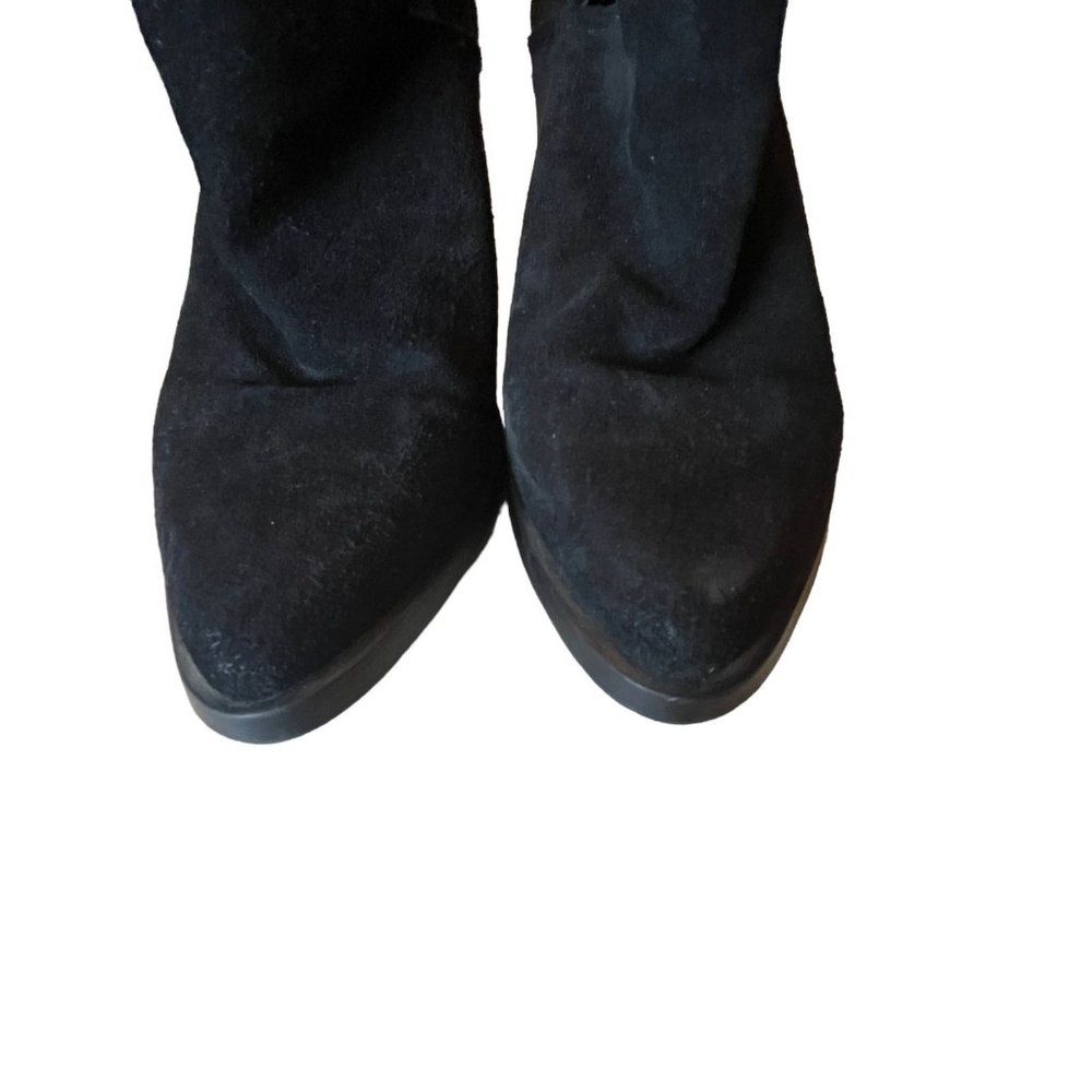 Steve Madden Suede Cut Out Pointed Toe Bootie Leather Black Size 8 - Picture 3 of 12
